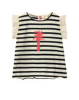 Sleeveless striped t-shirt for girls