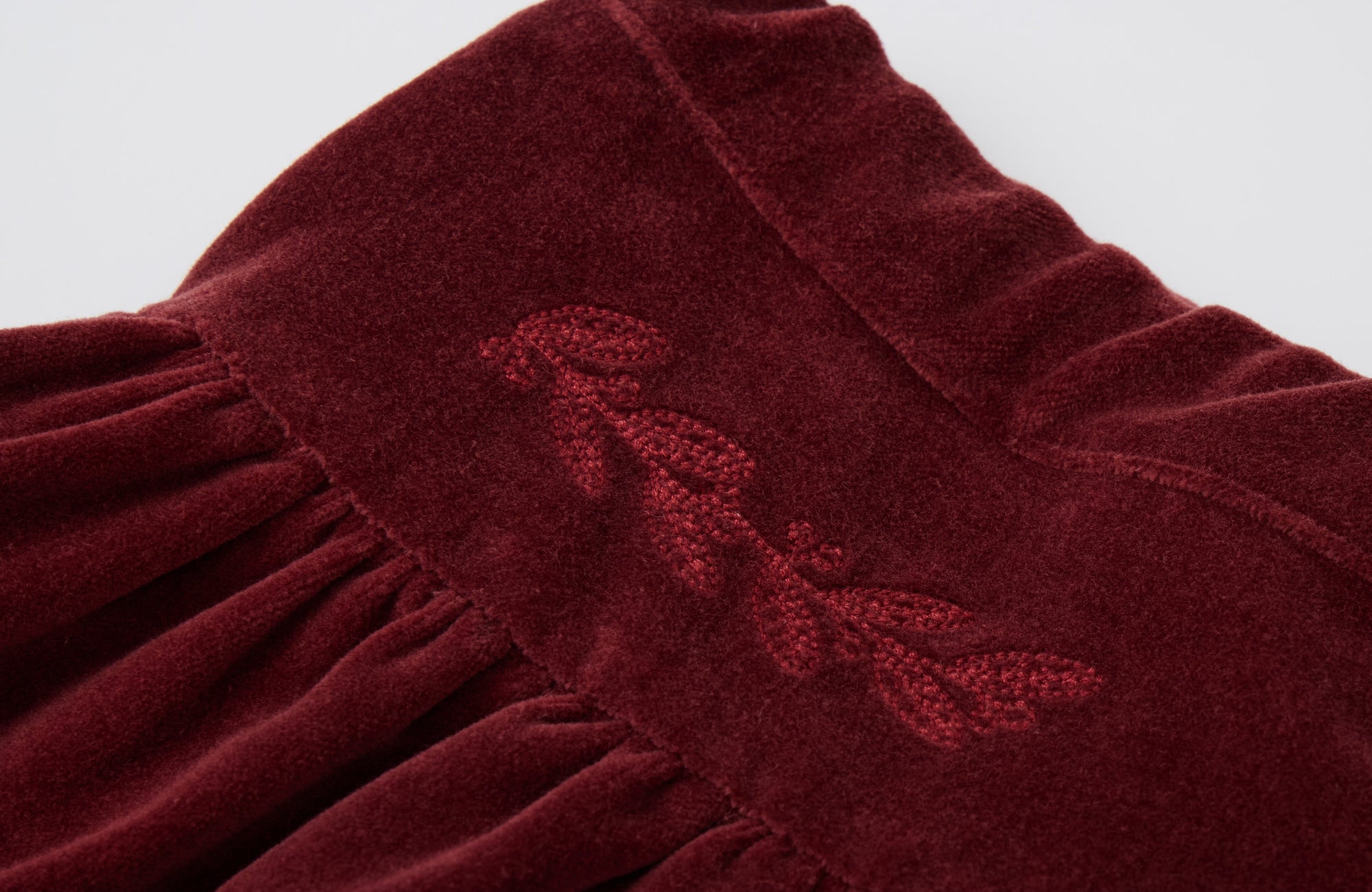 Burgundy velvet  skirt with decorative elements