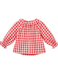 Red and white checkered blouse on a white background