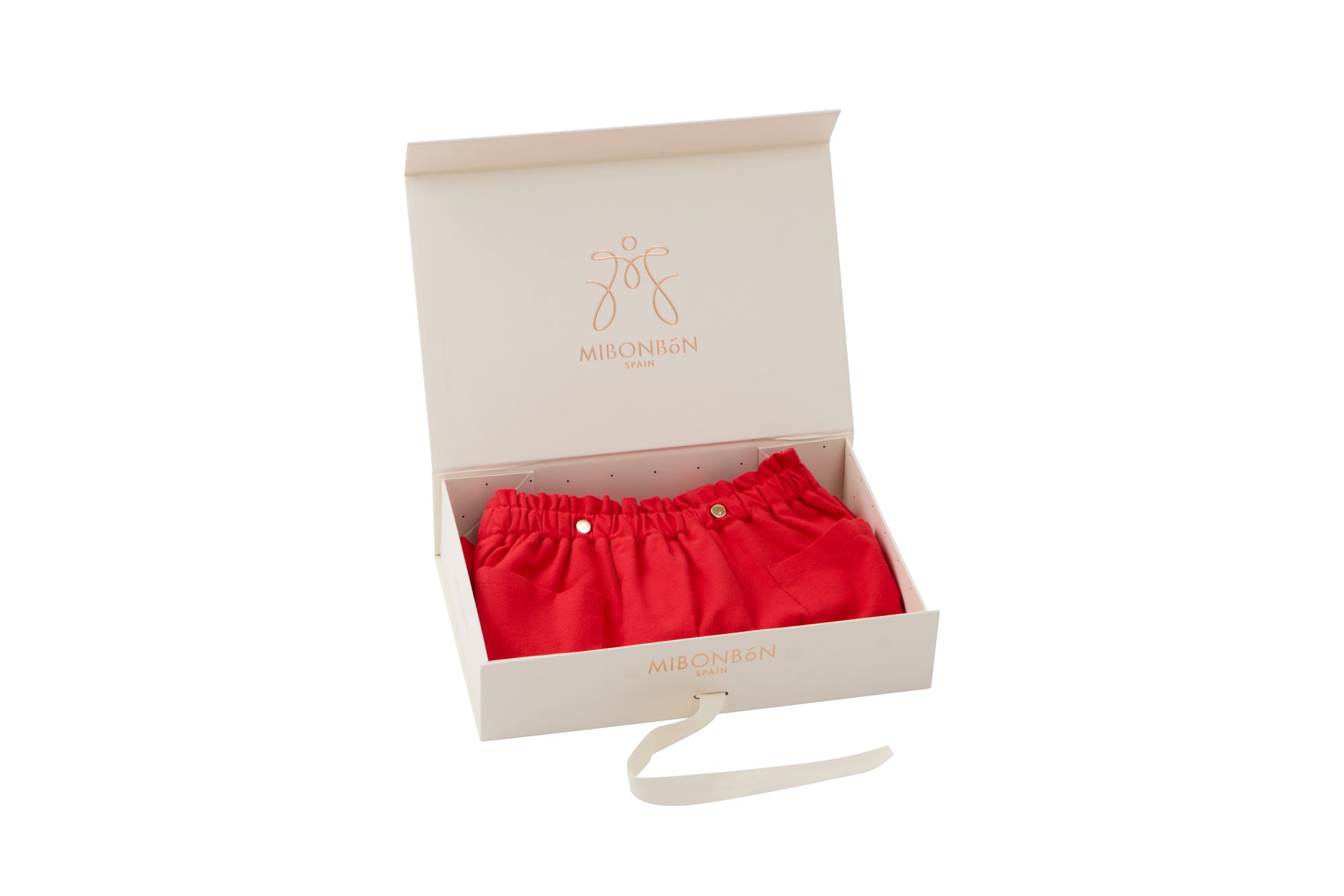 Red skirt with suspenders from MIBONBON