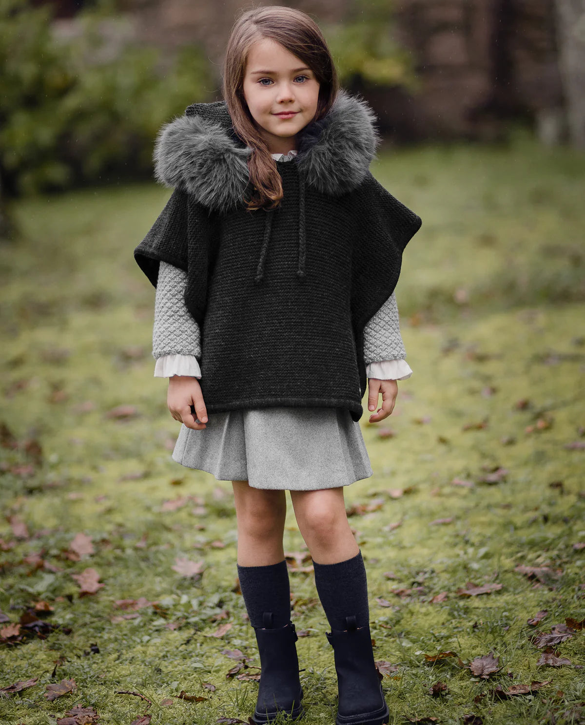 Girl’s hooded poncho