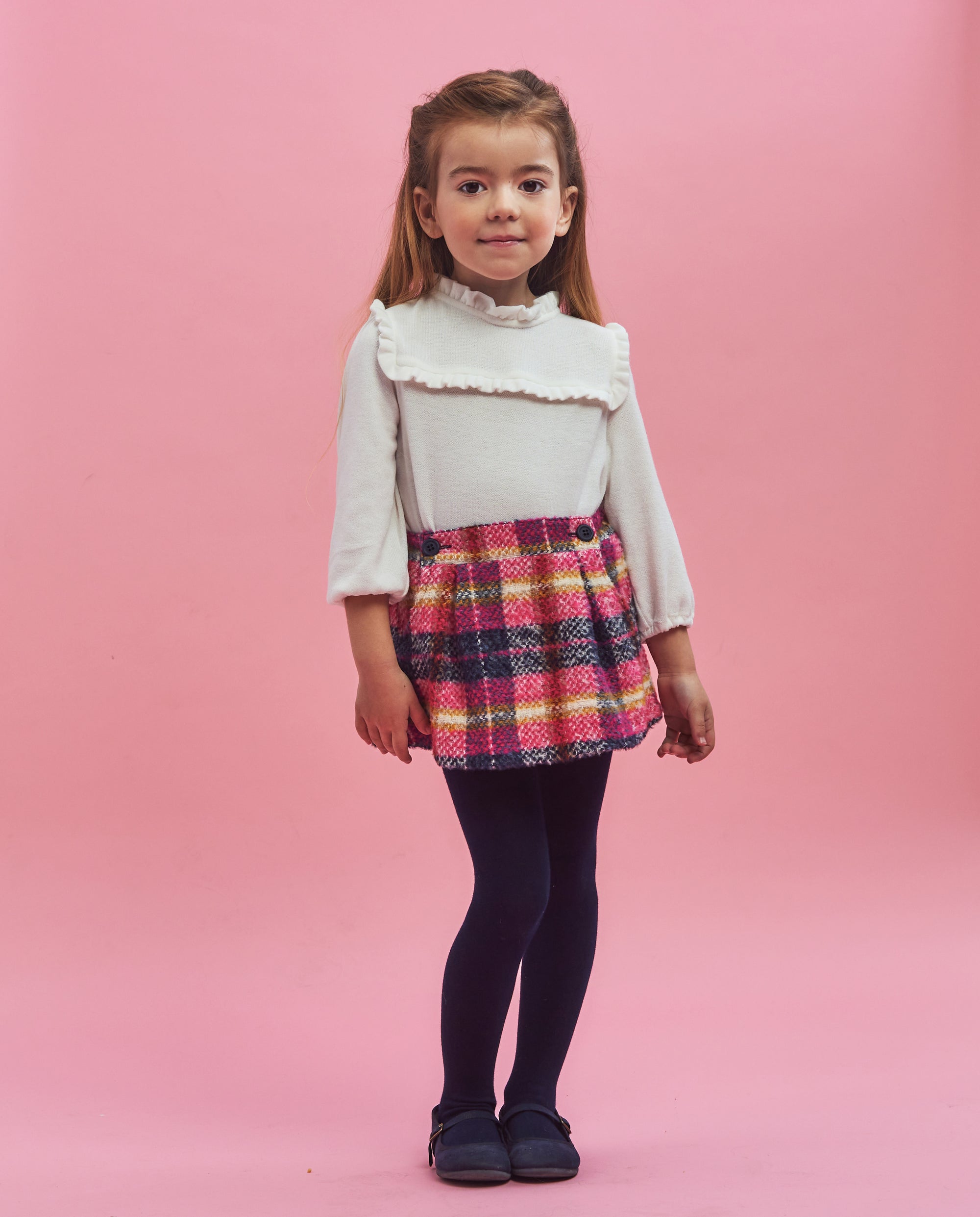 White Knitted Ruffle Sweater for Girl