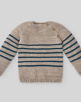 Chunky knit sweater with navy-style stripes