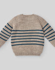 Chunky knit sweater with navy-style stripes