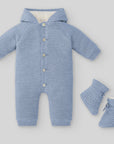 BLUE KNIT BABY SUIT WITH BOOTIES "BALANCIN"