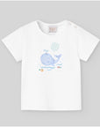 Short-sleeve t-shirt for boys with whale print