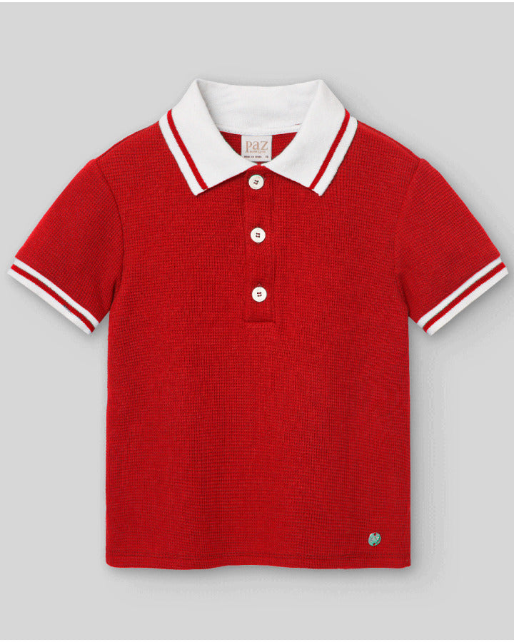 Polo shirt in checkered jersey texture