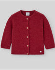 Red Long knitted jacket with soft texture
