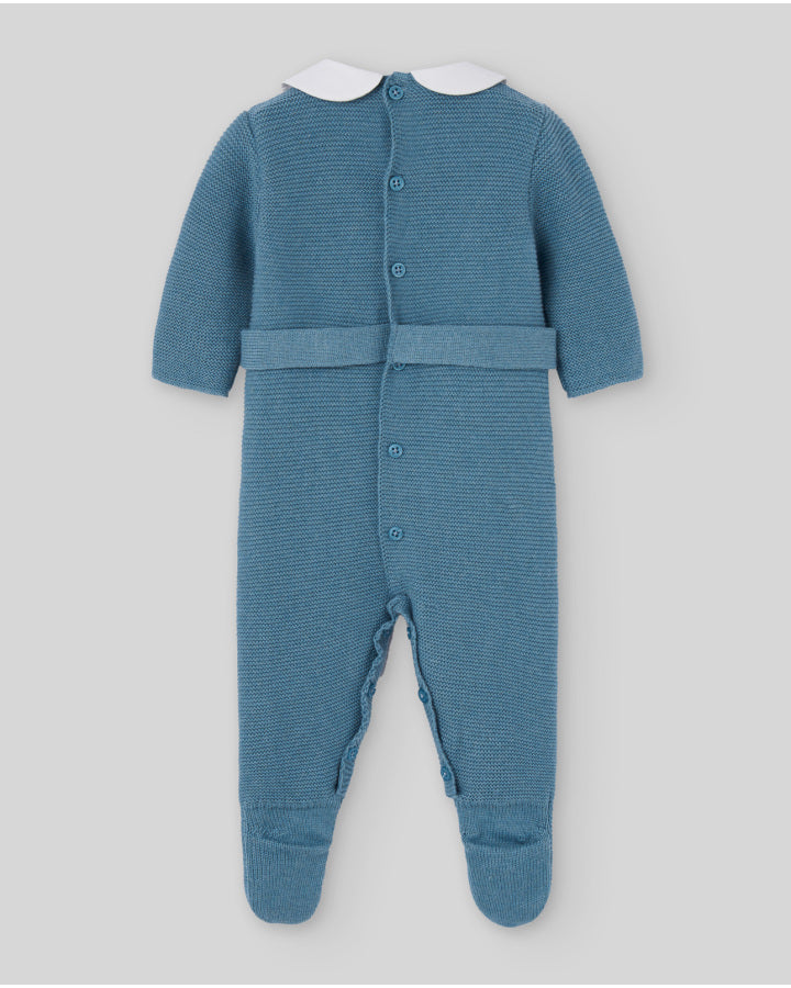 Long knit romper with collar