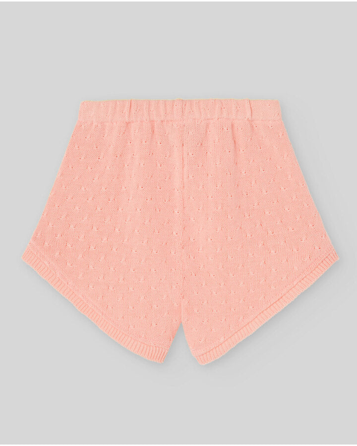 Knit shorts with a subtle pattern and decorative drawstring