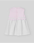 Knit and fabric dress for baby girl in pink