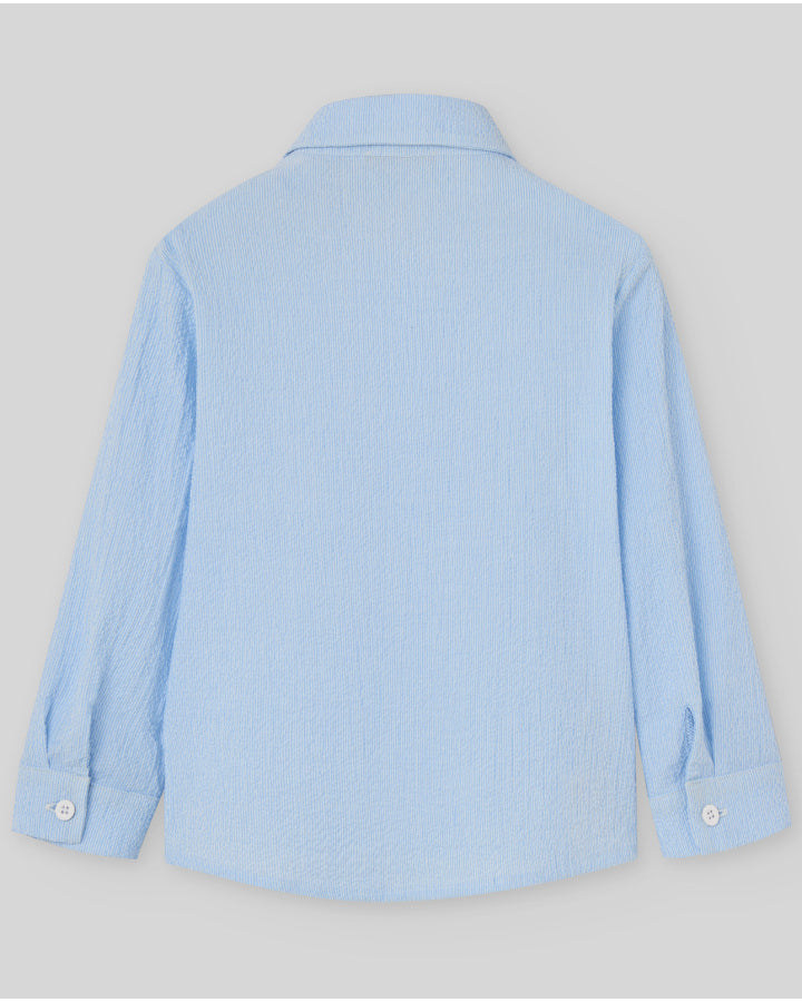 Long-sleeved shirt for boys made of seersucker fabric