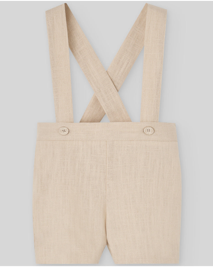 Boys' linen shorts with crossed suspenders