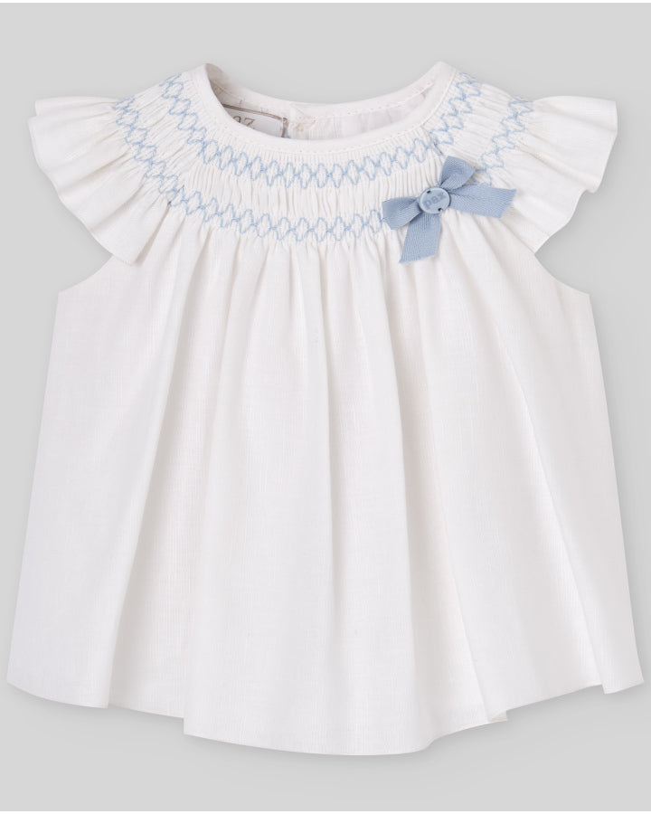 Set of short lightweight dress with embroidery and matching bloomers