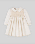Long-sleeve beige dress for girls.