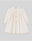 Long-sleeve beige dress for girls.