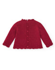 High-neck Button Back Red Knitted Sweater for Baby