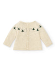 Button Back Ivory Knitted Sweater with Christmas Tree Details