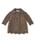 Brown Knitted Coat with wavy details with buttons