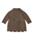 Brown Knitted Coat with wavy details with buttons