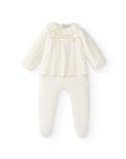 Ivory Cotton Pyjamas with Berta collar for Baby Girl
