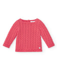 Button Back Barbie Pink Knitted Sweater for baby girl