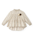 High-neck Liberty Blouse with Pompom