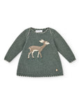 Gray-green Knitted Sweater with Deer