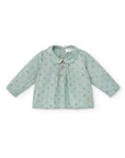 Green Cotton Blouse with animals and Claudine collar