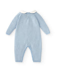 Blue non-footed Knitted Overall with Teddy Bear