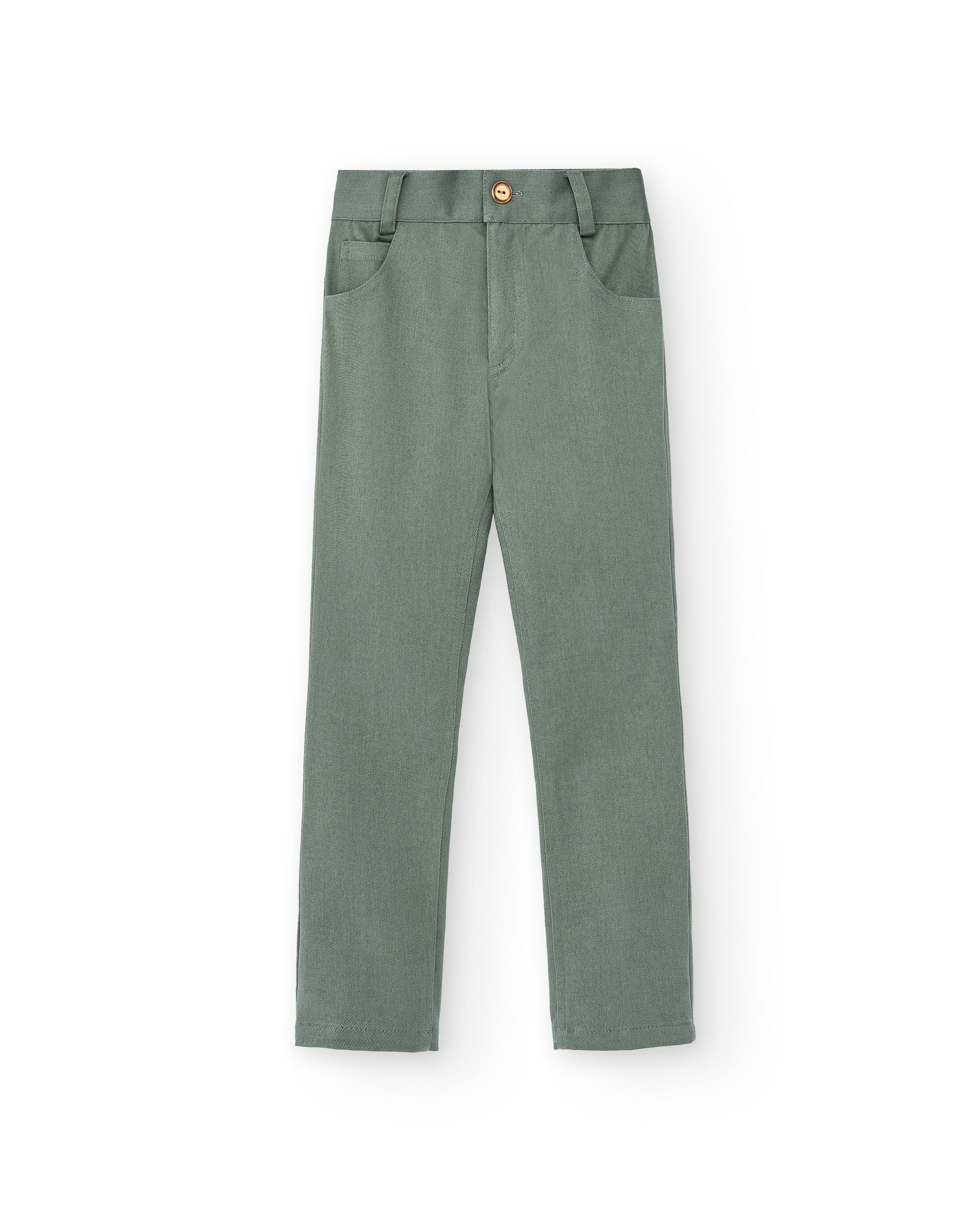 Green Cotton Trousers with Button closer
