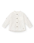 Ivory Cotton Shirt with Mao collar & hedgehogs