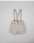 Beige Bermuda Shorts in Linen with Straps