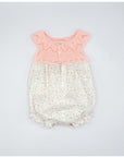 PINK KNITTED AND PINK FLOWER POPLIN ROMPER SUIT