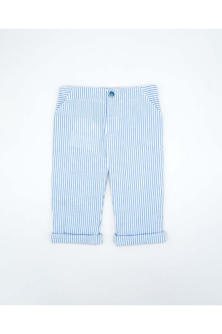 Long White and Blue Striped Trousers