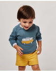 White and Yello Green Jumper with Caravan Detail