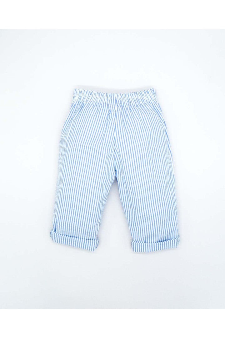 Long White and Blue Striped Trousers