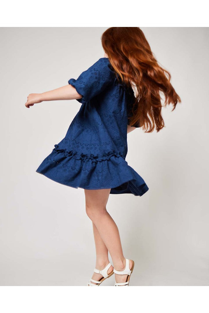 NAVY BLUE EMBROIDERED DRESS