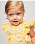 Yellow Romper Suit with Ruffles and Bows