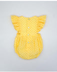 Yellow Romper Suit with Ruffles and Bows