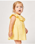 Dress with Ruffle Collar and Yellow Bow