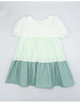 Green and white summer Dress