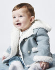 Faux Sheepskin Blue Coat with Hoodie