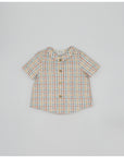 Short Sleeve Shirt With Collar, Checkered Colours