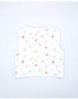 IVORY VEST WITH RED FLOWER