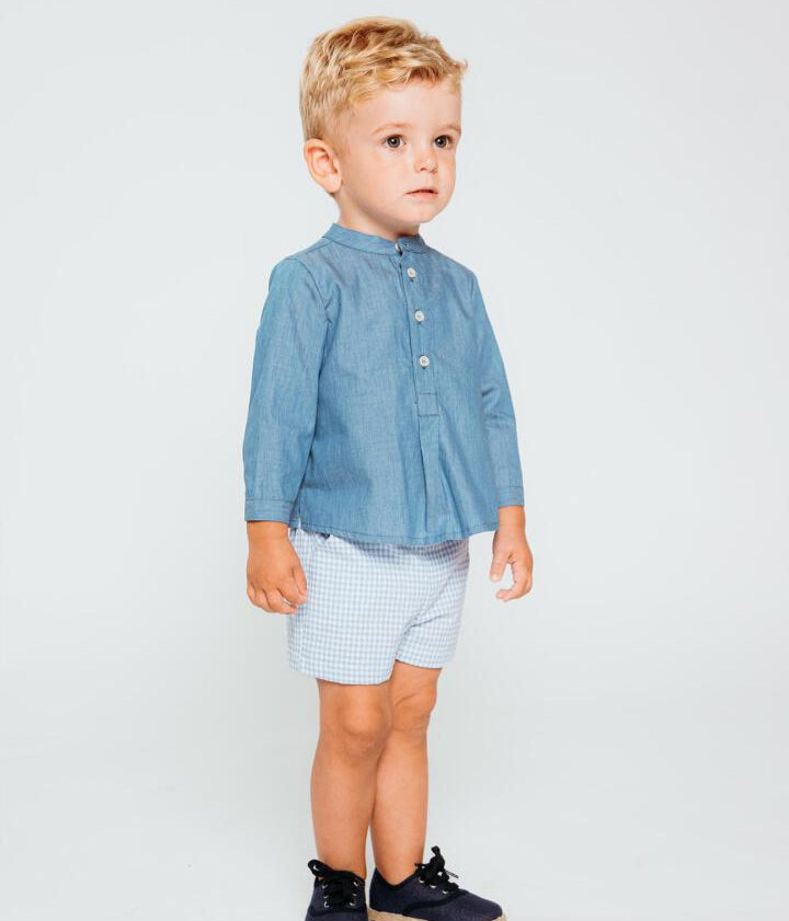 Blue gingham bermuda shorts