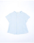 Short-sleeved blue gingham shirt