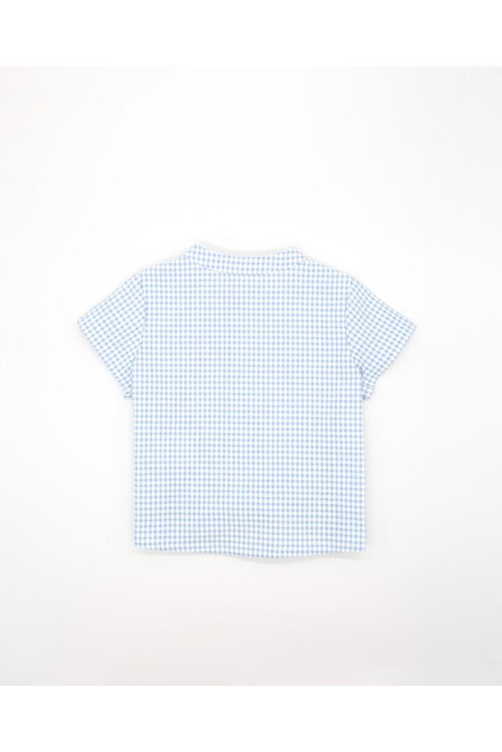 Short-sleeved blue gingham shirt