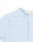 Short-sleeved blue gingham shirt