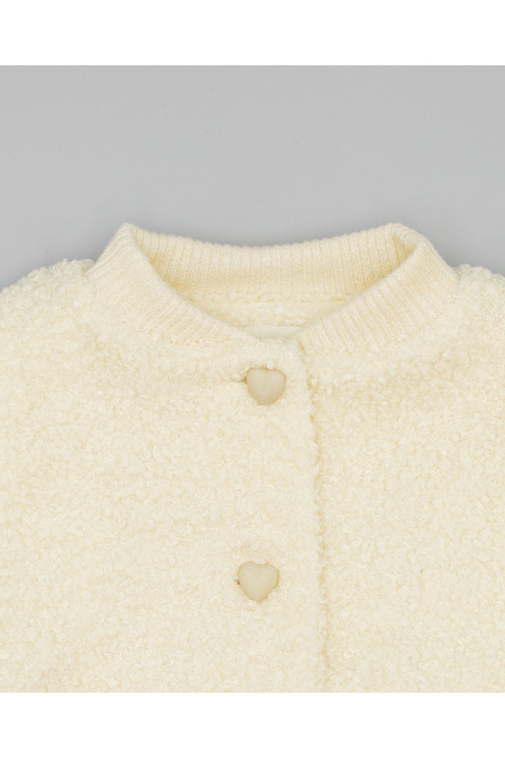 Soft beige bouclé bomber jacket